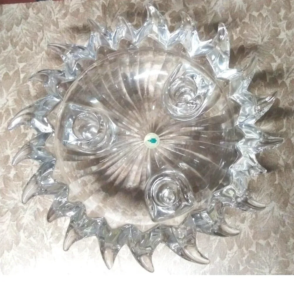 Partylite Candle holder Sun-burst Lead Crystal Made in Germany clear glass 9.5